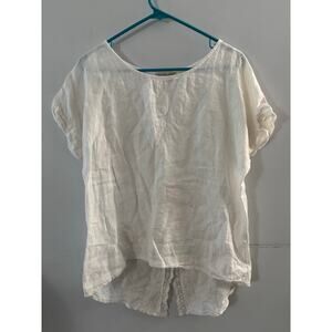 Terzo Millenio Womens Linen Top Size Small White Coastal Beachy Minimalist